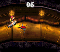 Dixie Kong in the first Bonus Area of Demolition Drain-Pipe.