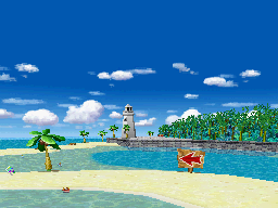 Panorama of Cheep Cheep Beach seen in Mario Kart DS.