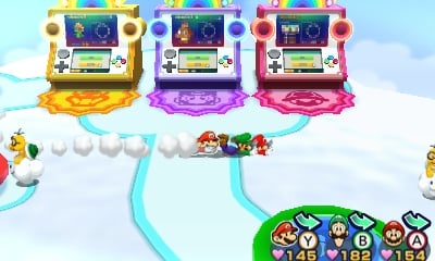 Toad Storage in Mario & Luigi: Paper Jam. The player actually performed the Tropical Paper Toad Hunt version of the glitch. The following picture shows the trio doing a slide after dashing in the Arcade, which is normally possible only in certain Paper Toad missions.
