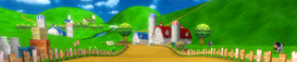 The course banner for Moo Moo Meadows from Mario Kart Wii.