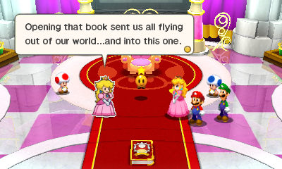 Princess Peach and Paper Peach's first interaction.