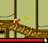 Dixie Kong finds the letter K of Miller Instinct in Donkey Kong GB: Dinky Kong & Dixie Kong