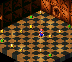 Coins found in the room with invisible Fireballs in the Booster Tower of Super Mario RPG: Legend of the Seven Stars.