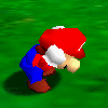 Mario performing a Sweep Kick in Super Mario 64.