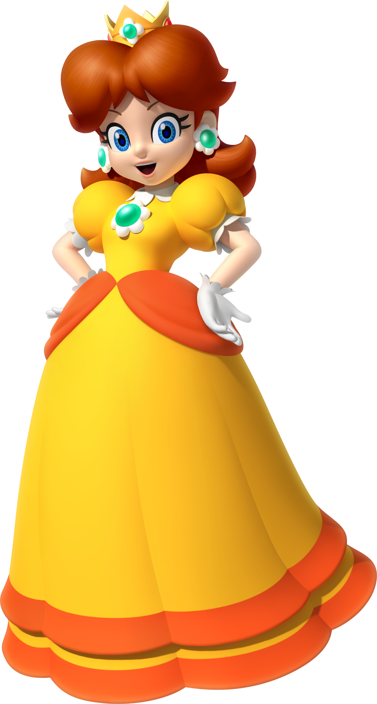 Artwork of Princess Daisy in Mario & Sonic at the London 2012 Olympic Games (later used in Mario Kart 7, Mario Party 10, Super Mario Run and Mario Party: The Top 100)