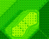 The green from Hole 3 of the Peach's Castle course from the Game Boy Color Mario Golf