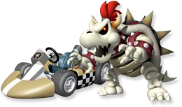 Artwork of Dry Bowser with his Standard Kart from Mario Kart Wii