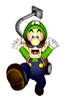 A sticker of Luigi in the game Super Smash Bros. Brawl.