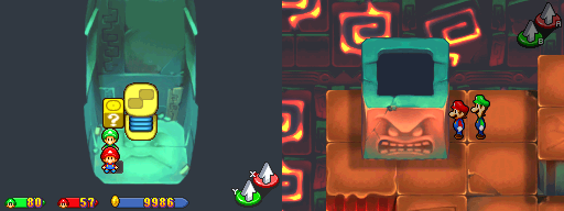 Eleventh block in Thwomp Caverns of the Mario & Luigi: Partners in Time.