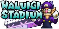 The logo for Waluigi Stadium, from Mario Kart: Double Dash!!