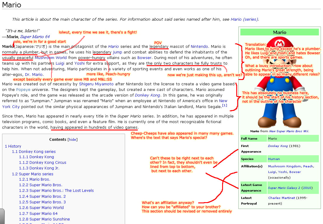 A commentary of the Mario page.