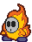 Battle idle animation of a Pyro Guy from Paper Mario