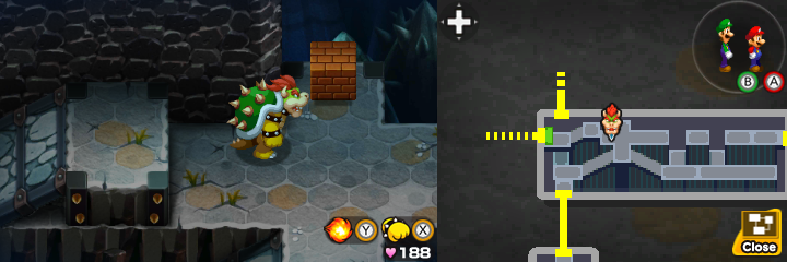 First block in Bowser Path of Mario & Luigi: Bowser's Inside Story + Bowser Jr.'s Journey.