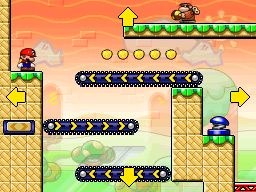 A screenshot of Room 3-6 from Mario vs. Donkey Kong 2: March of the Minis.