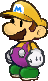 Mario with the W Emblem equipped from Paper Mario: The Thousand-Year Door