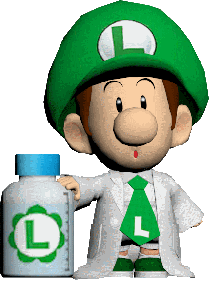 Animated image of Dr. Baby Luigi from Dr. Mario World