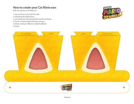 Printable pair of Cat Mario ears