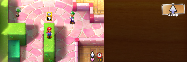 First block in Peach's Castle of Mario & Luigi: Superstar Saga + Bowser's Minions.
