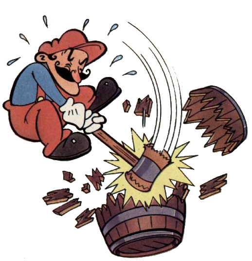 File:DK ColecoVision Mario Breaking Barrel Using Hammer Artwork.png