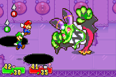Cackletta's attack that creates moving holes in the ground that must be jumped over in Mario & Luigi: Superstar Saga.