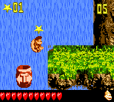 Dixie Kong in the second Bonus Level of Rickety Rapids in Donkey Kong GB: Dinky Kong & Dixie Kong