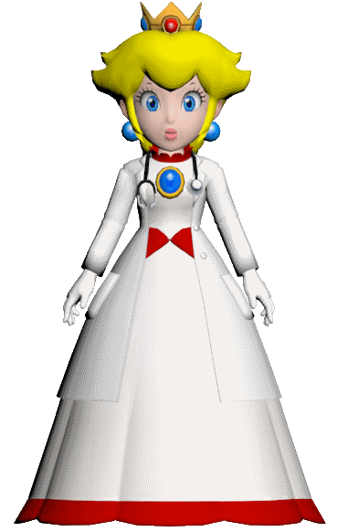 Animated image of Dr. Fire Peach from Dr. Mario World