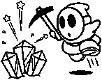 A mining Shy Guy stamp, from Mario Kart 8.