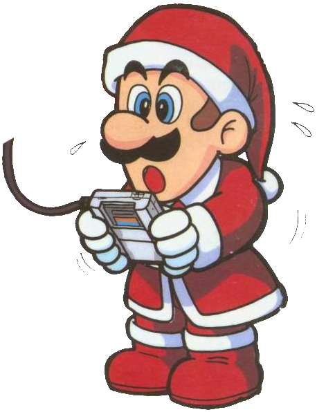 File:Club Nintendo Santa Luigi playing Game Boy.png