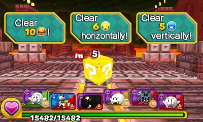 Screenshot of a ? Block with multiple objectives to open it, from Puzzle & Dragons: Super Mario Bros. Edition.
