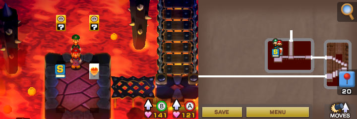 Blocks 22 and 23 in Bowser's Castle of Mario & Luigi: Superstar Saga + Bowser's Minions.