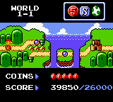 The Challenge mode score for some levels, such as World 1-1, is higher in English versions (left) than the Japanese version (right).