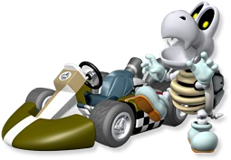 Artwork of Dry Bones with his kart from Mario Kart Wii