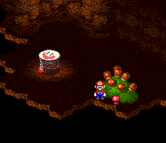 Third Mushroom/Amanita in Forest Maze of Super Mario RPG: Legend of the Seven Stars.