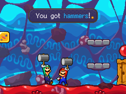 Mario and Luigi getting the Hammers in Trash Pit