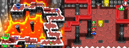 Fifth and sixth blocks in Bowser's Castle of the Mario & Luigi: Partners in Time.