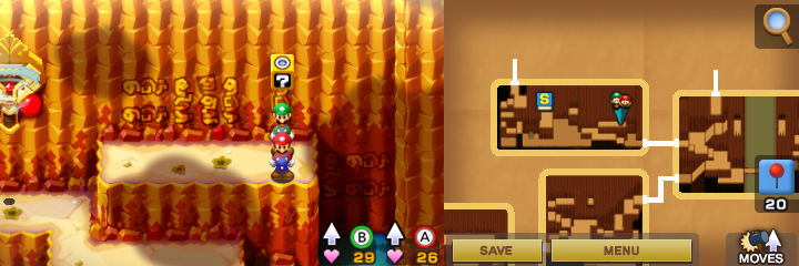 Seventeenth block in Hoohoo Mountain of Mario & Luigi: Superstar Saga + Bowser's Minions.