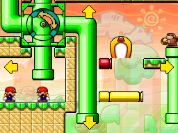 A screenshot of Room 3-9 from Mario vs. Donkey Kong 2: March of the Minis.