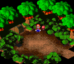 First Mushroom/Amanita in Forest Maze of Super Mario RPG: Legend of the Seven Stars.