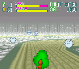 Screenshot of the first half of Ghost Mansion from Yoshi's Safari