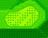 The green from Hole 4 of the Peach's Castle course from the Game Boy Color Mario Golf