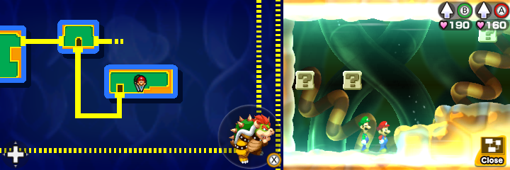 Blocks 21 to 23 in Energy Hold of Mario & Luigi: Bowser's Inside Story + Bowser Jr.'s Journey.