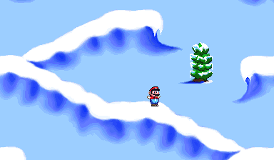 Mario in the level Ice Mountain 1.
