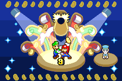 Mario and Luigi getting Hee Beans from the member of the ship's crew in S. S. Chuckola of Mario & Luigi: Superstar Saga.