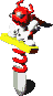Battle idle animation of Mack from Super Mario RPG: Legend of the Seven Stars
