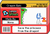 The shelf cover for one of Mona's microgames in WarioWare: D.I.Y.