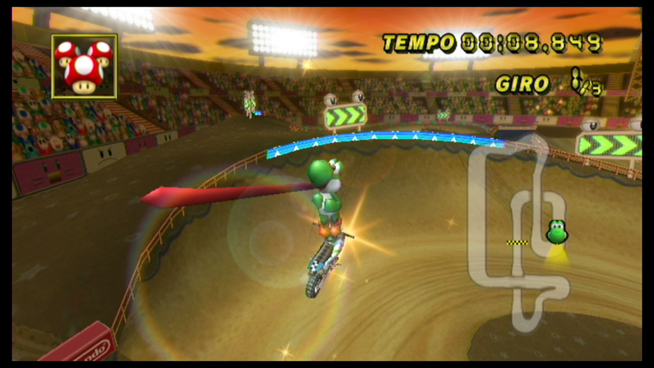 Yoshi, on a Standard Bike, performing a "high left" trick