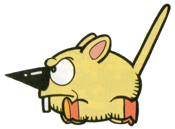 Artwork of the sewer rat, from Super Mario Land 2: 6 Golden Coins.