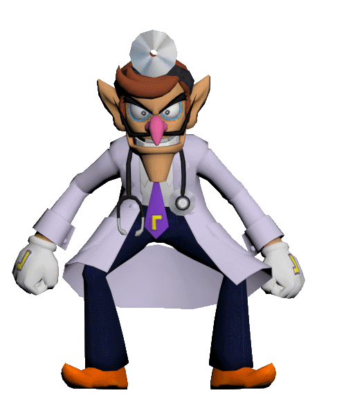 Animated image of Dr. Waluigi from Dr. Mario World