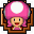 A badge of Toadette.