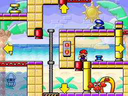 A screenshot of Room 2-5 from Mario vs. Donkey Kong 2: March of the Minis.